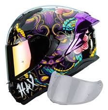 CASCO OBSIDIAN SNAKE DEMON NEGRO/PURPURA/AZUL BRILLO